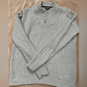 Eddie Bauer Men's Cream/Brown Cable-knit Sweater. Tall/Large. Button down.
